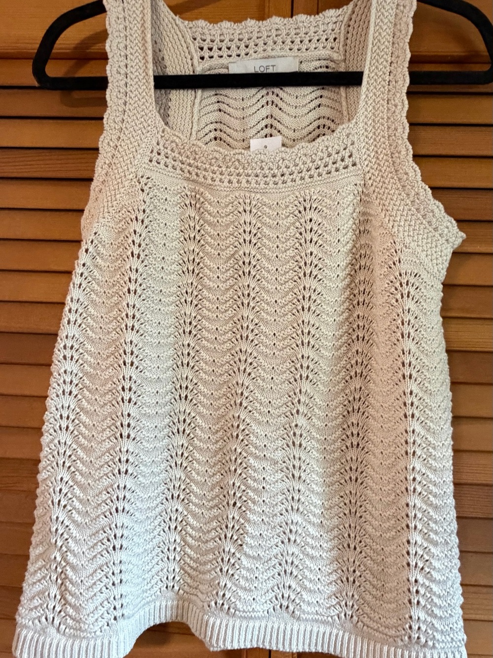NWT LOFT Cream Open Knit Sweater Tank Size S